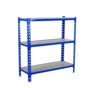 SimonRack Estanteria Metalica Almacenaje de Acero, 900x1200x500 mm, 3 Baldas Madera, Soporta 200 kg de Punto Flexión por balda, Azul/Madera - Maderclick Blue Large