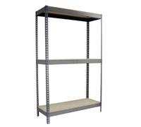SimonRack Estanteria Metalica Almacenaje de Acero Industrial, 1500x1500x600 mm, 3 Baldas Madera, Soporta 600 kg de Punto Flexión por balda, Gris/Madera - SimonTaller Gray