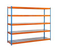 SimonRack Estanteria Metalica Almacenaje de Acero Industrial, 2000x1200x450 mm, 5 Baldas, Soporta 400 kg de Punto Flexión por balda, Galvanizado - SimonTaller Silver Large