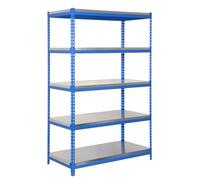 SimonRack Estanteria Metalica Almacenaje de Acero Industrial, 2000x1200x600 mm, 5 Baldas, Soporta 300 kg de Punto Flexión por balda, Azul/Galva - SimonTaller Blue Large
