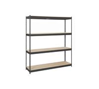SimonRack Estanteria Metalica Almacenaje de Acero Industrial, 2000x1500x450 mm, 4 Baldas Madera, Soporta 600 kg de Punto Flexión por balda, Antracita/Madera - SimonTaller Black Large