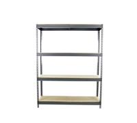 SimonRack Estanteria Metalica Almacenaje de Acero Industrial, 2000x1800x600 mm, 4 Baldas Madera, Soporta 600 kg de Punto Flexión por balda, Gris/Madera - SimonTaller Gray Large