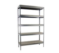 SimonRack Estanteria Metalica Almacenaje de Acero Industrial, 2000x1800x600 mm, 5 Baldas Madera, Soporta 400 kg de Punto Flexión por balda, Galva/Madera - SimonTaller Silver Large