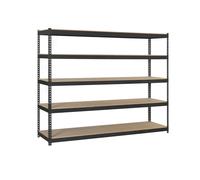 SimonRack Estanteria Metalica Almacenaje de Acero Industrial, 3000x1200x600 mm, 5 Baldas Madera, Soporta 400 kg de Punto Flexión por balda, Antracita/Madera - SimonTaller Black Large