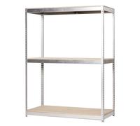 SimonRack Estantería Metálica Almacenaje, Sin Tornillos, 3 Baldas Madera, Alta Capacidad Carga 400 kg, 2000x1200x450 mm, Estantería Taller Garaje Trastero, Galva/Madera