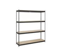 SimonRack Estantería Metálica Almacenaje, Sin Tornillos, 4 Baldas Madera, Alta Capacidad Carga 400 kg, 2000x1800x600 mm, Estantería Taller Garaje Trastero, Antracita/Madera