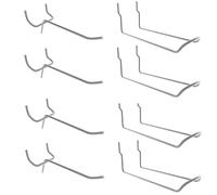 SimonRack Surtido de Ganchos Dobles de Tablero Perforado, 8 unidades, Galvanizados