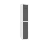SimonRack Taquilla Vestuario Metálica, 2 Puerta, Incluye Llave, 1800x300x500 mm, Blanco/Antracita - Simonlocker White Large