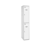 SimonRack Taquilla Vestuario Metálica, 2 Puerta, Incluye Llave, 1800x400x500 mm, Gris/Blanco - Simonlocker Gray Large