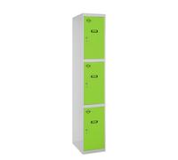 SimonRack Taquilla Vestuario Metálica, 3 Puerta, Incluye Llave, 1800x300x500 mm, Gris/Verde - Simonlocker Gray Large