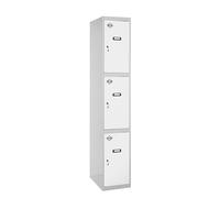 SimonRack Taquilla Vestuario Metálica, 3 Puerta, Incluye Llave, 1800x400x500 mm, Gris/Blanco - Simonlocker Gray Large