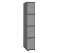 SimonRack Taquilla Vestuario Metálica, 4 Puertas, Incluye Llave, 1800x300x500 mm, Antracita/Gris - Simonlocker Black Large