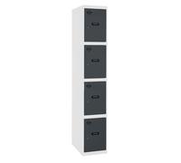SimonRack Taquilla Vestuario Metálica, 4 Puertas, Incluye Llave, 1800x300x500 mm, Blanco/Antracita - Simonlocker White Large