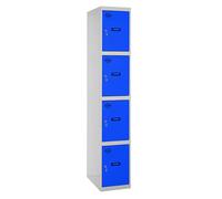 SimonRack Taquilla Vestuario Metálica, 4 Puertas, Incluye Llave, 1800x300x500 mm, Gris/Azul - Simonlocker Gray Large