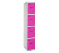 SimonRack Taquilla Vestuario Metálica, 4 Puertas, Incluye Llave, 1800x300x500 mm, Gris/Rosa - Simonlocker Gray Large