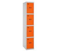 SimonRack Taquilla Vestuario Metálica, 4 Puertas, Incluye Llave, 1800x400x500 mm, Gris/Naranja - Simonlocker Gray Large