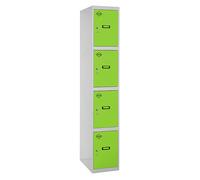 SimonRack Taquilla Vestuario Metálica, 4 Puertas, Incluye Llave, 1800x400x500 mm, Gris/Verde - Simonlocker Gray Large