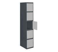 SimonRack Taquilla Vestuario Metálica, 5 Puerta, Incluye Llave, 1800x300x500 mm, Antracita/Gris - Simonlocker Black