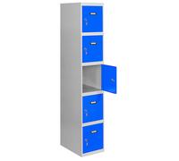 SimonRack Taquilla Vestuario Metálica, 5 Puerta, Incluye Llave, 1800x300x500 mm, Gris/Azul - Simonlocker Gray Large