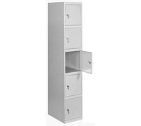 SimonRack Taquilla Vestuario Metálica, 5 Puerta, Incluye Llave, 1800x300x500 mm, Gris - SimonLocker