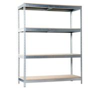 Simon Rack Estanteria Industrial, 2000x1800x600 mm, 400 kg de Punto Flexión, 4 Estantes Madera, Estanterias Almacenaje, Estanterias Metalicas, Galvanizado/Madera - SimonTaller