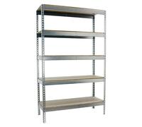Simontaller Estantería para cargas pesadas Chipboard (Al x An x Pr: 300 x 120 x 45 cm, Capacidad de carga por balda: 400 kg, Número de baldas: 5...