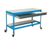 Simonwork Banco de trabajo BT0 Box Mobile (L x An: 76 x 151 cm, Altura de trabajo: 91,7 cm, Carga soportada: 120 kg, Azul)