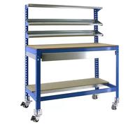 Simonwork Banco de trabajo BT1 Box Mobile (L x An: 76 x 151 cm, Altura de trabajo: 152 cm, Carga soportada: 120 kg, Azul)