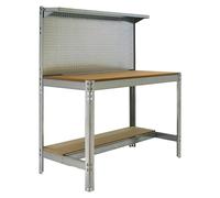 Simonwork Banco de trabajo BT3 (L x An: 61 x 151 cm, Altura de trabajo: 144,5 cm, Carga soportada: 600 kg, Galvanizado)