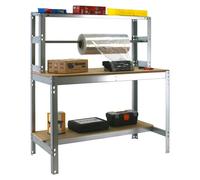 Simonwork Banco de trabajo BT4 (L x An: 76 x 151 cm, Altura de trabajo: 144,5 cm, Carga soportada: 875 kg, Galvanizado)