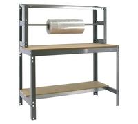 Simonwork Banco de trabajo BT4 (L x An: 76 x 151 cm, Altura de trabajo: 144,5 cm, Carga soportada: 875 kg, Gris)