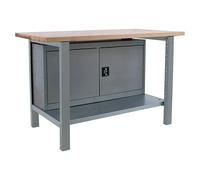 Simonwork Banco de trabajo BT6L PRO Cabinet Laminate (L x An: 75 x 180 cm, Altura de trabajo: 86,5 cm, Carga soportada: 1.000 kg, Gris)
