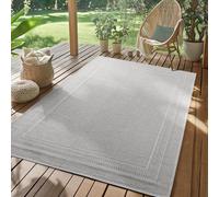 SIMPEX Alfombra Exterior Gris 120x170 cm Resistente a la Intemperie UV Fácil de Limpiar Diseño Liso con Borde para Cocina Balcón Terraza Jardín Salón