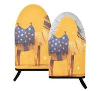 Simple Cute - Manopla de horno y soporte para ollas, resistente al calor, 204.4 °C, color amarillo camello, guantes de horno para barbacoa, 24.1 cm x 15.2 cm, 2 unidades