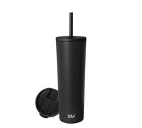 Simple Modern Vaso Termico con Pajita y Tapa | Taza Termica Café para Llevar Botella Agua de Acero Inoxidable | Regalos para Mujeres & Hombres | Classic | 830ml | Midnight Black