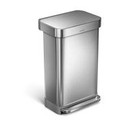 Simplehuman - Cubo de basura con bolsillo para bolsas, 45 l, acero inoxidable cepillado CW2024