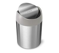 simplehuman, Cubo Mini, Cero Inoxidable Cepillado, Parte Superior Gris, 1,5 L