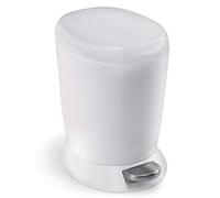 simplehuman CW1318 cubo redondo con pedal, plástico blanco, 6 L