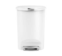 simplehuman CW1356 cubo de basura de media luna con pedal, papelera de cocina, plástico blanco, 50 litros