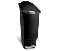 simplehuman CW1361 cubo estrecho con pedal, cubo de basura cocina, cubo basura pedal reciclaje, plástico negro, 40 L