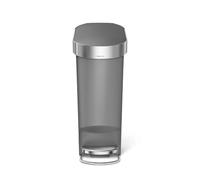 simplehuman CW1391 cubo estrecho con pedal y borde para bolsa, cubo de basura cocina, gris plástico, 40 L