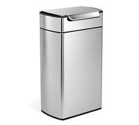 simplehuman CW2014 cubo rectangular con touch-bar, acero inoxidable cepillado, 40 L