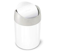 simplehuman CW2079, 1,5 litros, redonda, plástico, acero, blanca, con pedal, 12,7 cm
