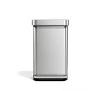 simplehuman CW2080 Cubo Rectangular con Pedal y almacén de Bolsas de Basura, Acero Inoxidable Cepillado con Tapa de plástico Gris, 45 L