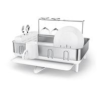 simplehuman KT1190 Escurridor de Platos con Marco de Acero, escurridor de Cocina, Bandeja de Goteo, Boquilla giratoria de 360º, Soporte para Copas de Vino y Cubiertos, Resistente al óxido, Color