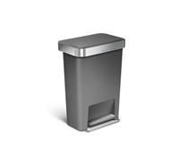 Simplehuman - Papelera de 45 l, con bolsillo para bolsa, acero inoxidable/gris CW1386CB