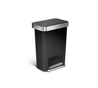 Simplehuman - Papelera de 45 l, con bolsillo para bolsa, acero inoxidable/negra CW1385CB