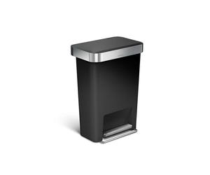 Simplehuman - Papelera de 45 l, con bolsillo para bolsa, acero inoxidable/negra CW1385CB