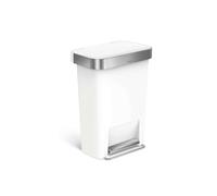 Simplehuman - Papelera de 45 l, con bolsillo para bolsa, inoxidable/blanco CW1387CB