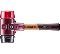 SIMPLEX-Schonhammer, composición de caucho/plástico; con carcasa de hierro fundido templado y mango de madera de alta calidad y extra corto | Diámetro = 60 mm / Tipo de mango = extra corto | 3026.062